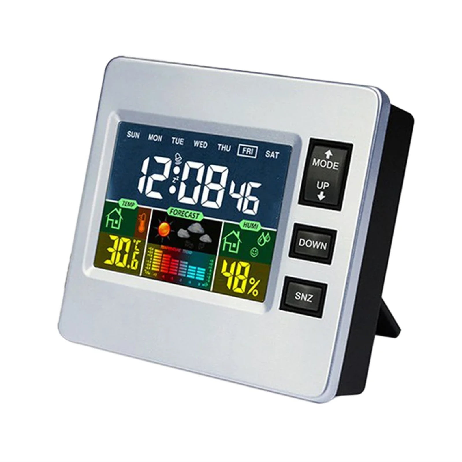 Wireless Weather Station Alarm Clock Indoor Thermometer Temperature Temp. Humidity Meter for Home Office ,Excellent Visual Experience