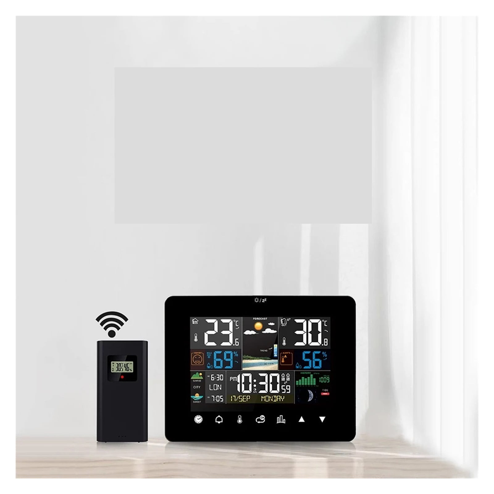 Wireless Weather Station Alarm Clock, Thermometer, Hygrometer, Touch Screen Sensor Hygrothermograph ,Simple Operation
