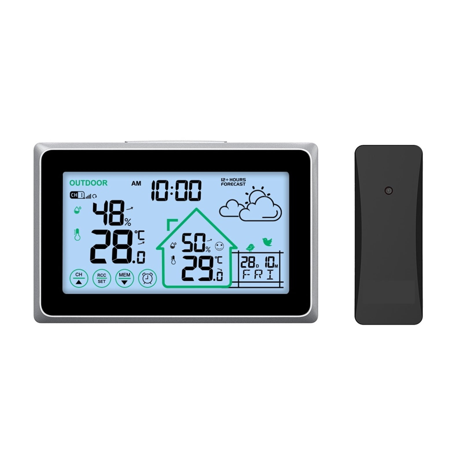 Wireless Weather Station Digital DCF Radio-Controlled Wall Clock In/Outdoor Thermometer Hygrometer Trend Forecast Sensor ,High Precision