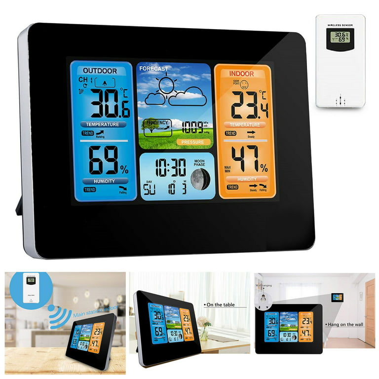 KALEVOL Weather Station Indoor Outdoor Thermometer Wireless Color