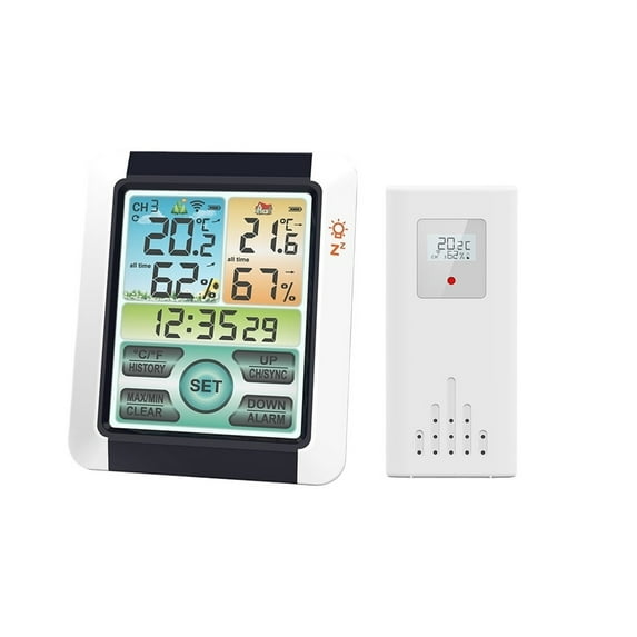 Wireless Weather Station Large Screen Digital Indoor Outdoor Thermometer Hygrometer Monitor Alarm Clock with Transmitter Sensor ,Excellent Visual Experience