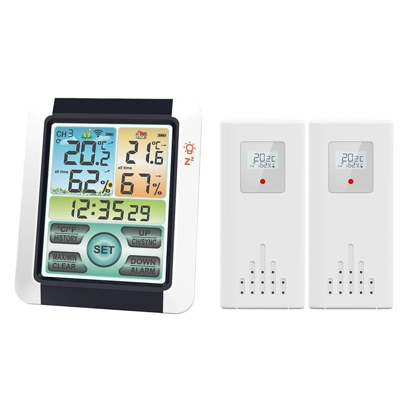 Wireless Weather Station Large Screen Digital Indoor Outdoor Thermometer Hygrometer Monitor Alarm Clock with Transmitter Sensor ,Excellent Visual Experience
