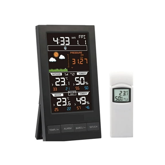 Wireless Weather Station With 1 Sensor, 3 Channels, Color Screen