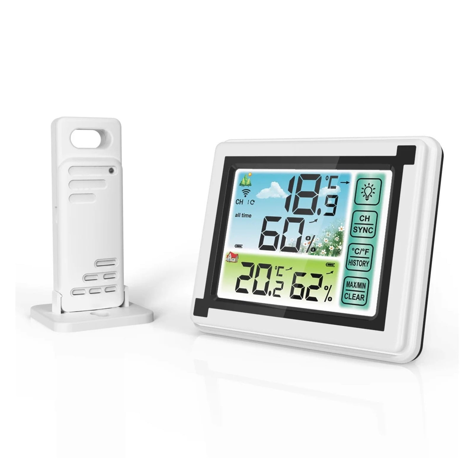 Wireless Weather Station with 3 Sensors, Color Screen Humidity Monitor, IPX4 - 1 SENSOR
