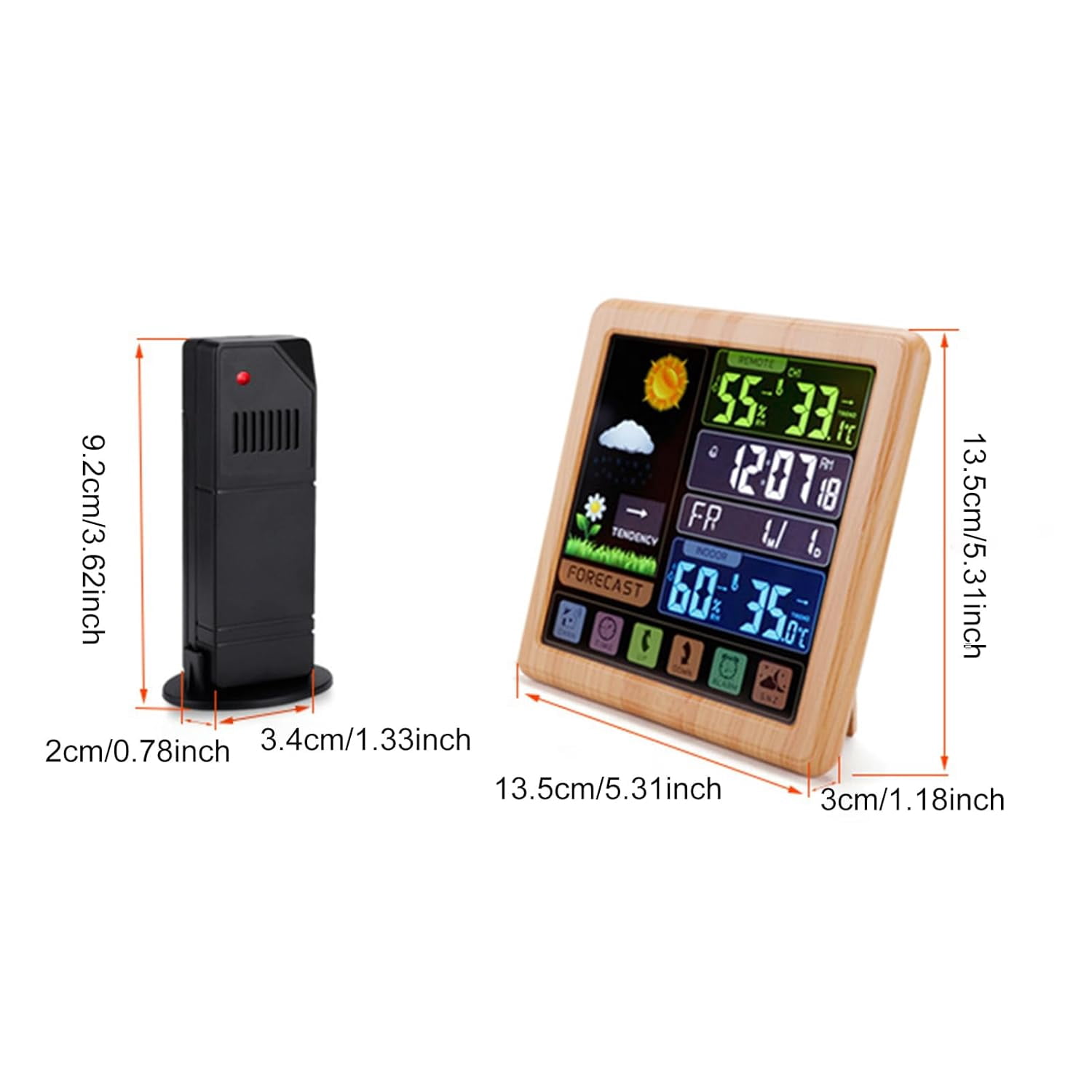 Wireless Weather Station with Atomic Clock and Color Touchscreen for Indoor Outdoor Use