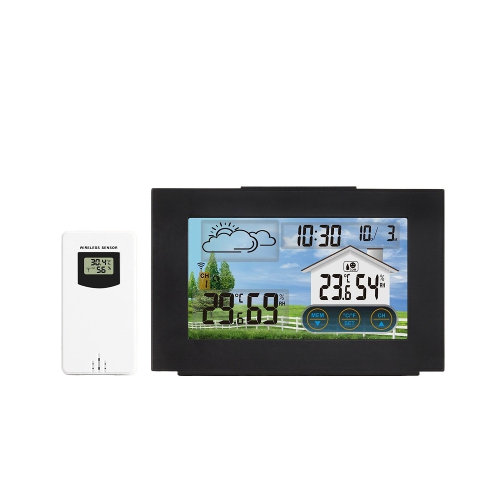 Wireless Weather Station with Color Touch Screen, Indoor Outdoor Monitor Hub