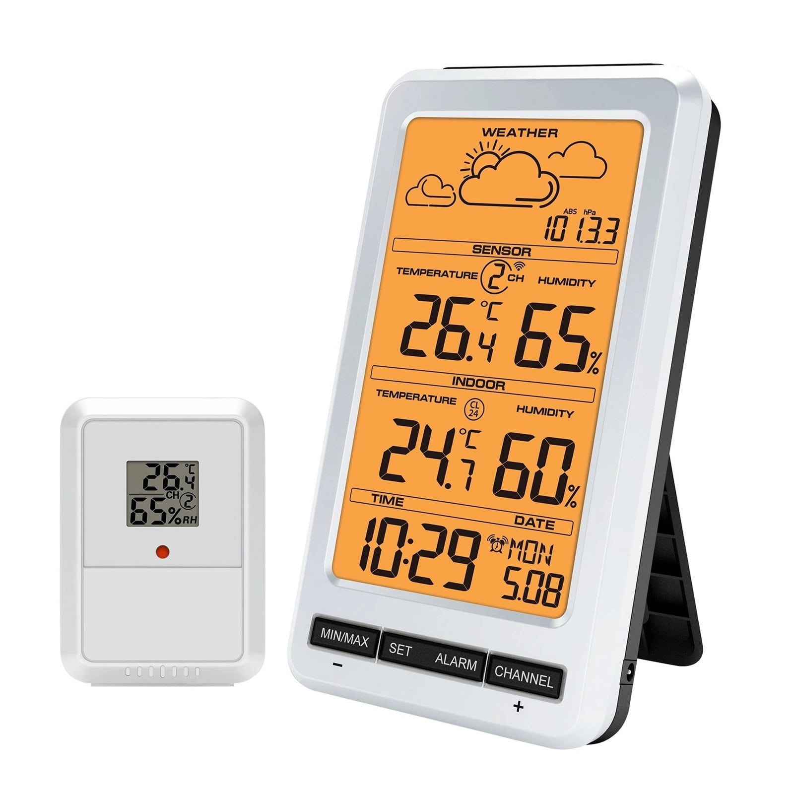Wireless Weather Station with LCD Backlight, Digital Thermometer Hygrometer