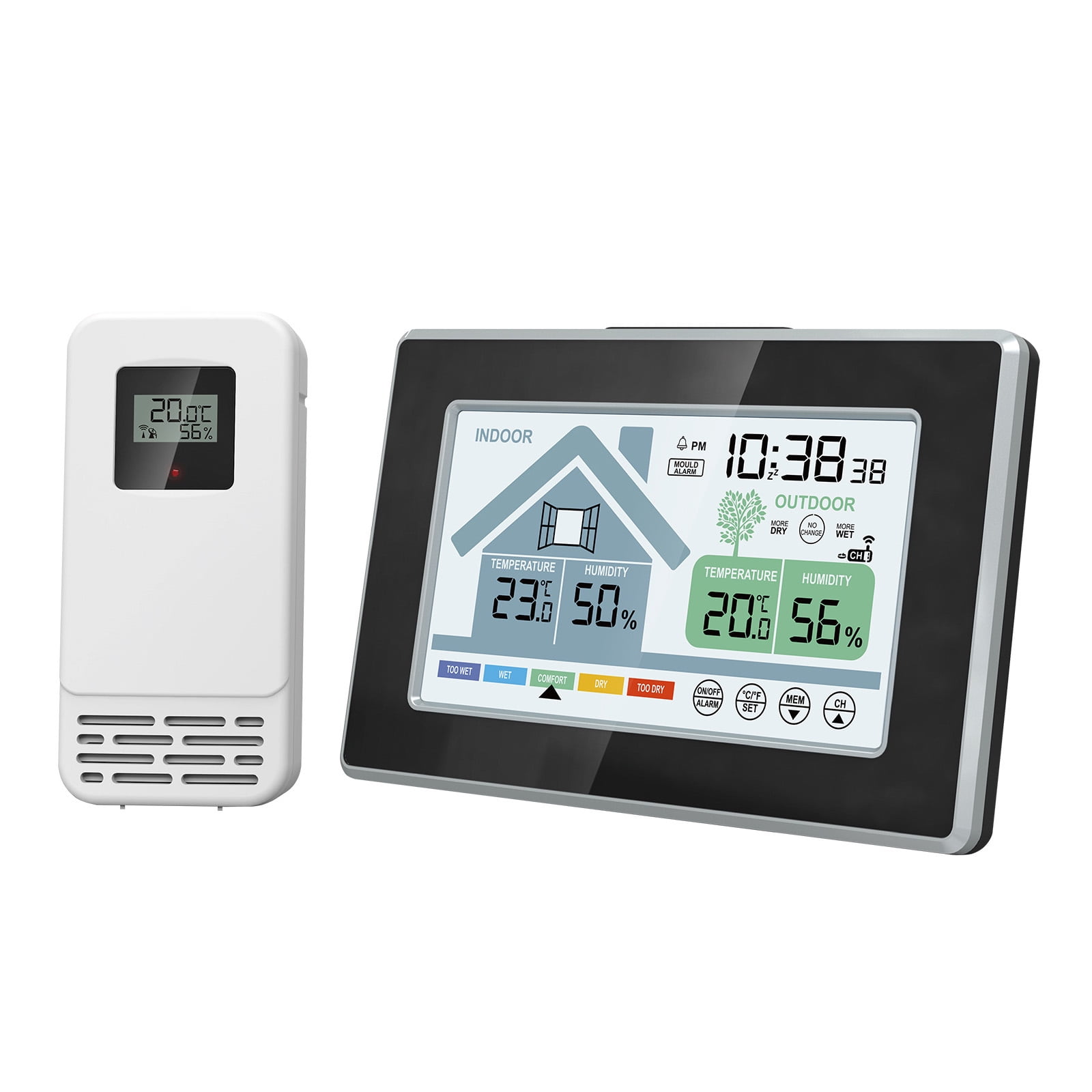 Wireless Weather Stations Thermometers Hygrometer with Time Alarm Clock Digital Temperature Humidity Measurement Meter