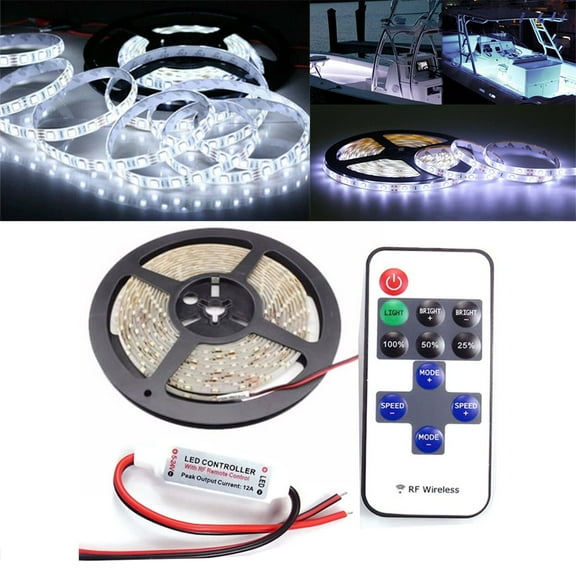Wireless White LED Strip Kit Boat Marine Deck Interior Lighting 16.4 FT / 5M Waterproof