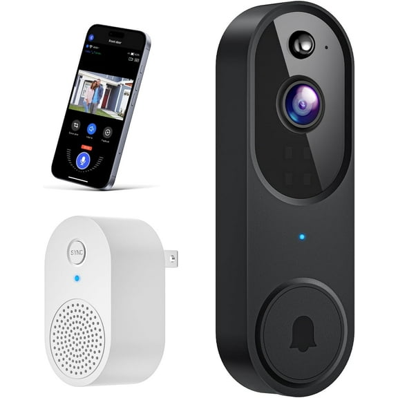 Wireless Wi-Fi Video Doorbell Camera with AI Motion Detection, 2 Way Audio, Night Vision, Cloud Stora, 2.4GHz Wi-Fi Only, Battery Powered