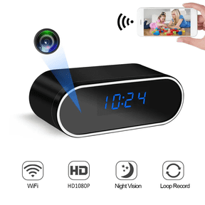 Full HD 1080P Mini WiFi Clock Camera 120 Degree Wide Angle Night Vision Wireless IP Camera for Home & Office Surveillance