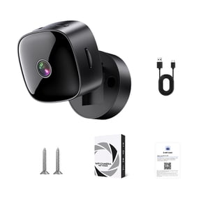Wireless WiFi Indoor Security Camera with HD Wide-Angle View Night Vision Mobile App Remote Monitoring Black 1-Pack