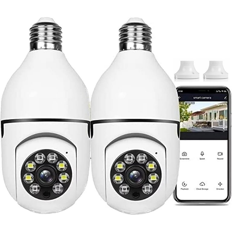 Wireless WiFi Light Bulb Camera Security Camera 1080p - 2.4GHz WiFi Smart  360 Surveillance Camera for Indoor and Outdoor, Light Socket Camera with
