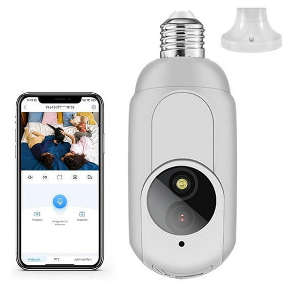 Wireless WiFi Light Bulb Security Camera Security Cameras Night Vision Alarm Motion Detection