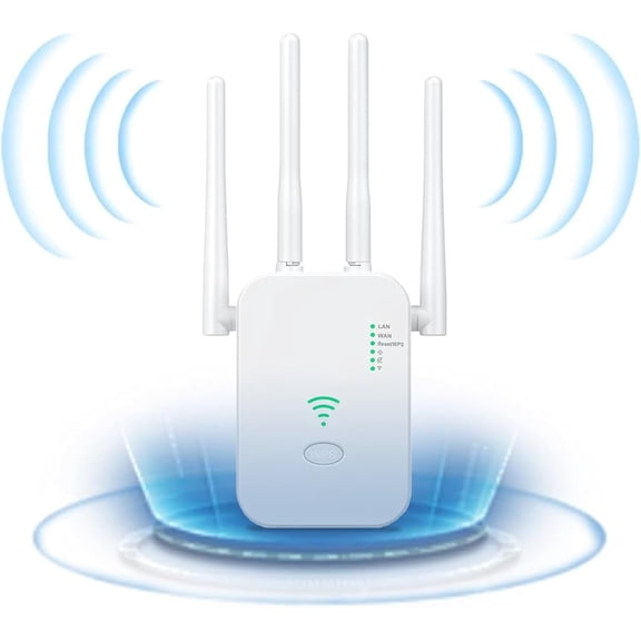 Wireless WiFi Repeater 1200Mbps Signal Booster for Multiple Devices High Speed Internet Extender with 2 LAN Ports