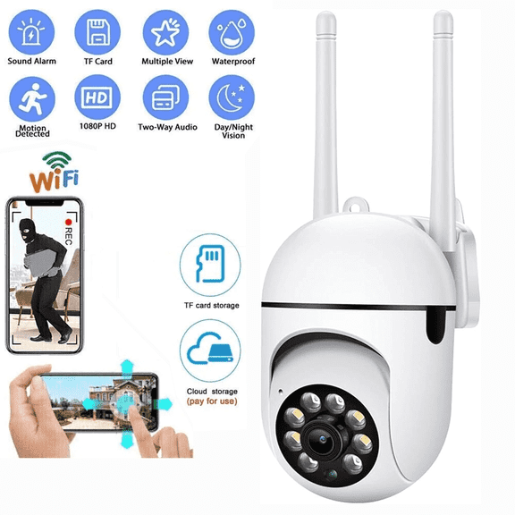 Wireless WiFi Security Camera System Outdoor Vision 1080P HD Surveillance Camera Home Alarms + 32GB TF card Recording