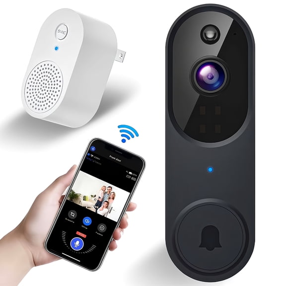 Wireless WiFi Video Doorbell Camera with 2 Way Audio & Night Vision, 2.4G Home Doorbell Includes Indoor Chime, Cloud Storage Available Separately