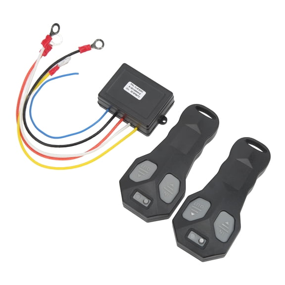 Wireless Winch Remote Control Kit - 75ft Range 12V Electric Winch Controller for ATV UTV SUV Truck, 2 Remotes & 1 Receiver Set
