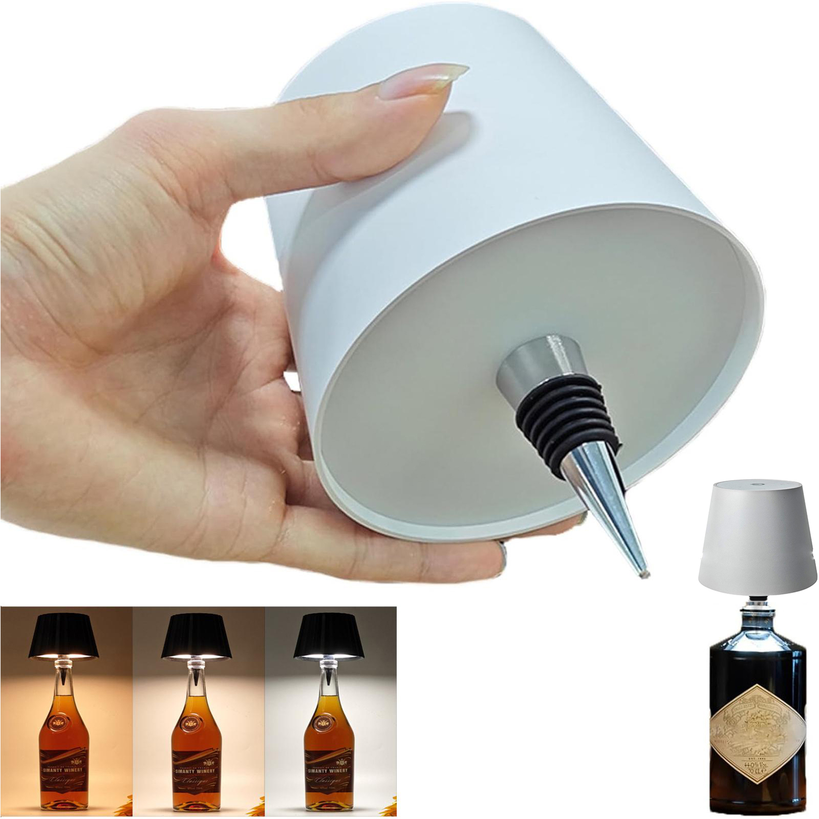 Wireless Wine Bottle Lamp, Touch-Sensitive Control, 3 Colors Dimmable Wine Bottle Light Touch Control Cordless Table Lamp, Table Light Portable Night Light For Bar Restaurant Bedroom Patio Camping