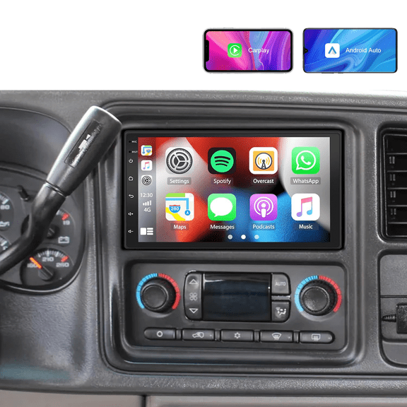 LICHENGTAI Wireless Wired Car Stereo GPS Navigation Android 15 WiFi Bluetooth Carplay/Android Fits For 2003-2006 Chevy Silverado 1500 2500