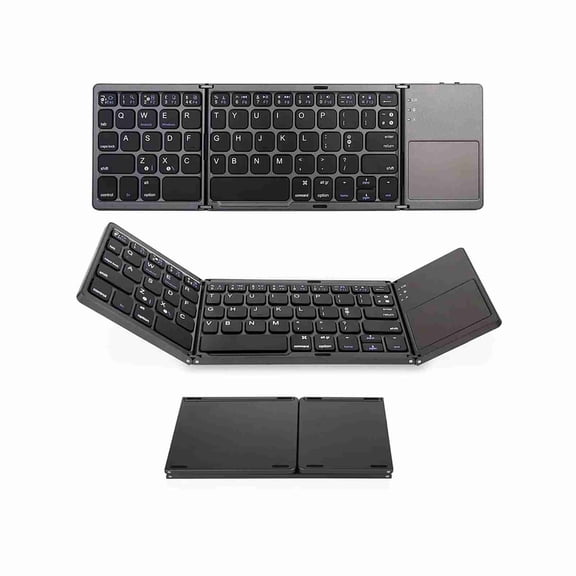 Wireless Wireless BT Keyboard Mini Folding Keyboard Portable Ultra Slim BT Keyboard With Touchpad For //iOS Silver