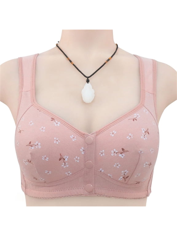 Wireless Women's Bra Daisy Bras For Older Women 2024 Summer Breathable Front Button Bra Full Support Wide Back No Underwire Everyday Bra, Women's Bra 56