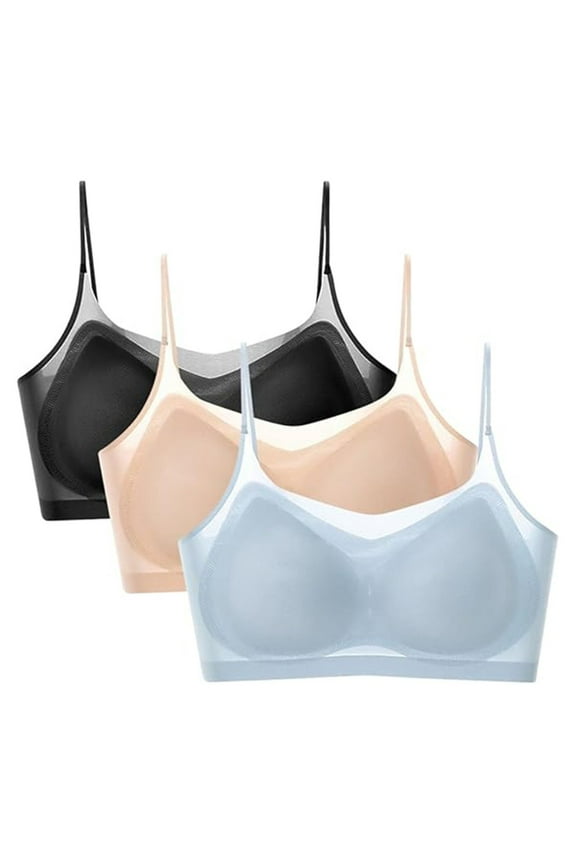 Wireless Women's Bra Seamless Ultra Thin Ice Silk Bra Breathable Ice Silk Daily Bra With Removable Pads 3 Packs Ice Silk Comfortable Bra, Women's Bra XXXL