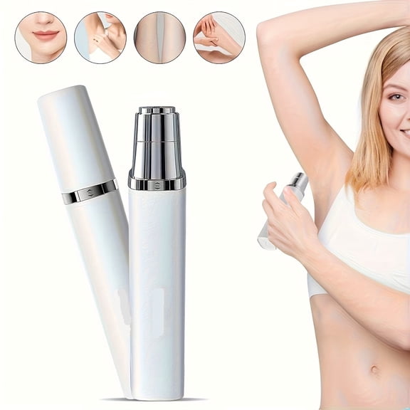 Wireless Women's Painless Hair Removal Device - Elegant Metallic Design for Face, Upper Lip, Chin, and Bikini Line - Portable Beauty Tool for Smooth Results