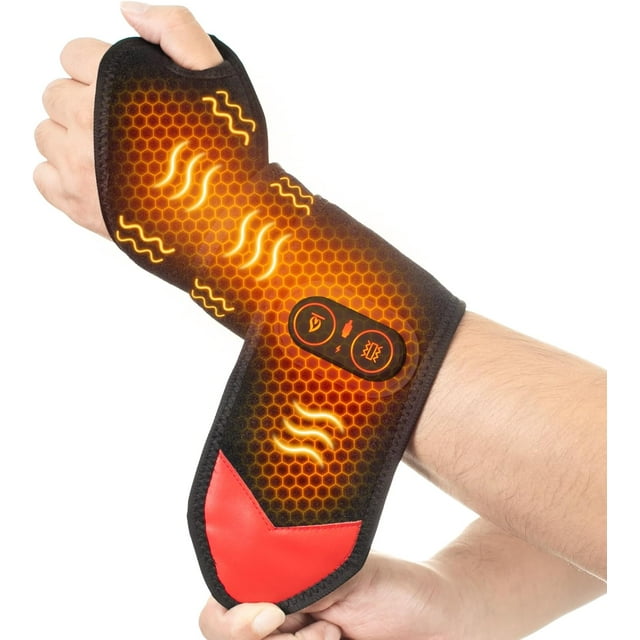 Wireless Wrist Heating Massage Pad - Adjustable temperature and vibration to relieve carpal tunnel syndrome and wrist pain. 3000 mAh battery, wireless therapy. Portable