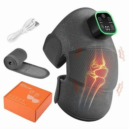 Wireless Heating Massager for Knee Wrist Ankle, 3 Modes Vibration Heat Pad, Rechargeable Joint Pain Relief Massager with Adjustable Strap
