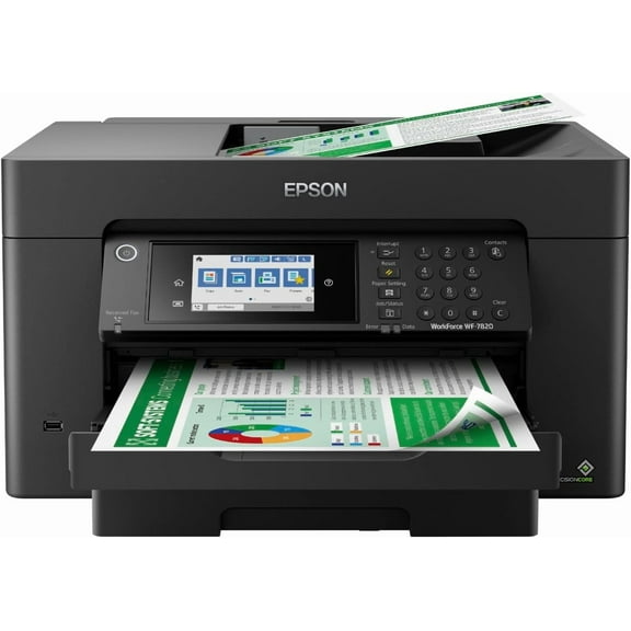 Wireless all-in-one wide-format printer with automatic two-sided printing, copying, scanning, and faxing, black