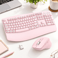 Wireless and Mouse Combo with Wave Design, Light Pink, 17.72 x 10.91 x ...