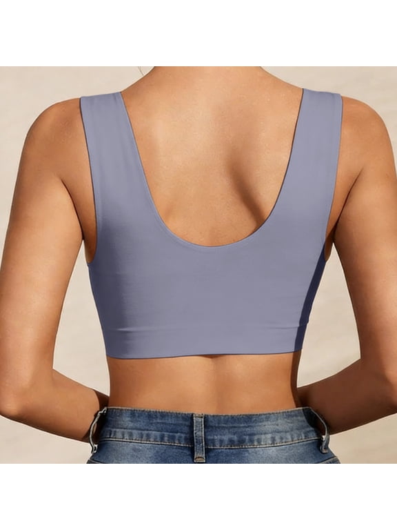 Wireless and Seamless Bra for Women JIANLAI Padded Longline Bralettes, Convertible Wireless Bras for Women Grey