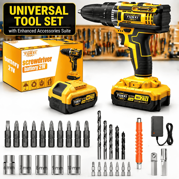Wireless battery powered impact drill, clutch drill with work light, lightweight drilling rig, multifunctional electric tool