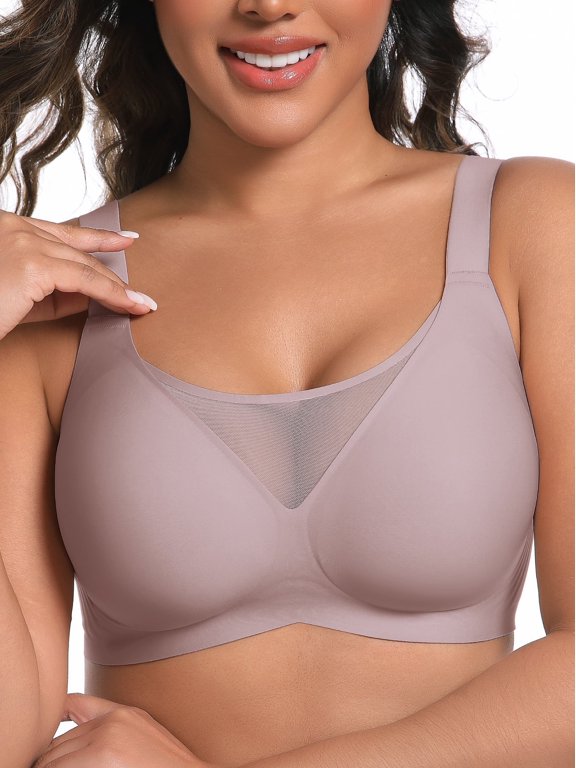 Wireless bras for women no underwire women’s bra wirefree full support and lift up for large busted women push up bras for women no wire full supportive seamless comfort bra everyday bralette Grey XL