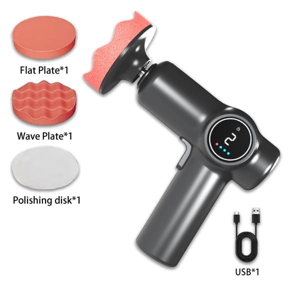 Wireless car polishing machine, mini portable car wax machine - dual speed adjustment, digital display screen, USB charging, multiple polishing pad sets, suitable for car beauty, removing scratches a