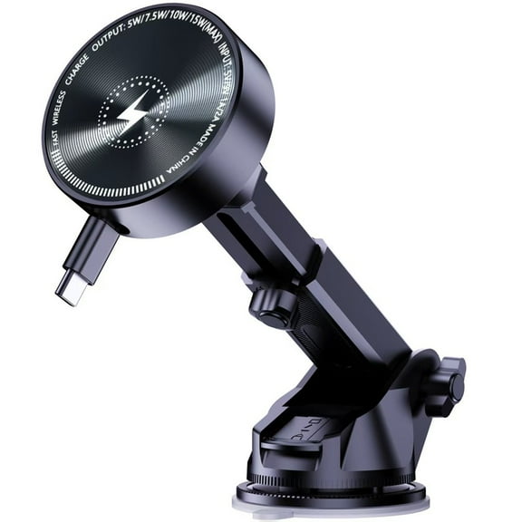 Wireless charging cell phone holder with retractable cable navigation bracket