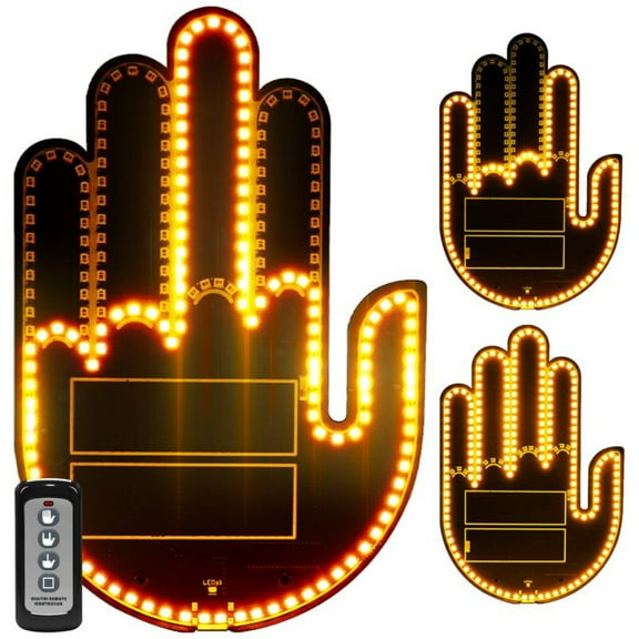 Wireless control of LED Car Gesture Light with Remote Control, Recyclable & Rechargeable, Fun Rear Window Sign,Calming Road Rage, Ambient Lighting Kit,3 Modes Adjustable Finger Lights.