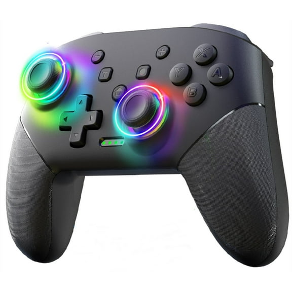 Wireless Controller Compatible with Switch/Switch Lite/Switch OLED/PC/Phone, Programmable Gamepad with RGB, One-key Pairing Wake-up, and Turbo Vibration Function-Black