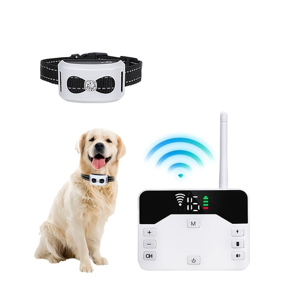 Wireless dog fence system and remote training collar 2-in-1, featuring 3 training modes and an adjustable electric fence, suitable for large/medium/small dogs, 2.4G signal dog fence system, training