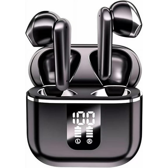 Wireless earphones Bluetooth 5.3 earphones 40H with LED power digital display charging case playback time stereo in ear earphones, IP7 waterproof fitness and sports earphones suitable for Android iOS