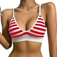 thumbnail image 1 of Wireless for Women Deep V Striped Print Push up Comfortable Breathable Sports Underwear No Underwire Everyday Wear (S, Red), 1 of 2