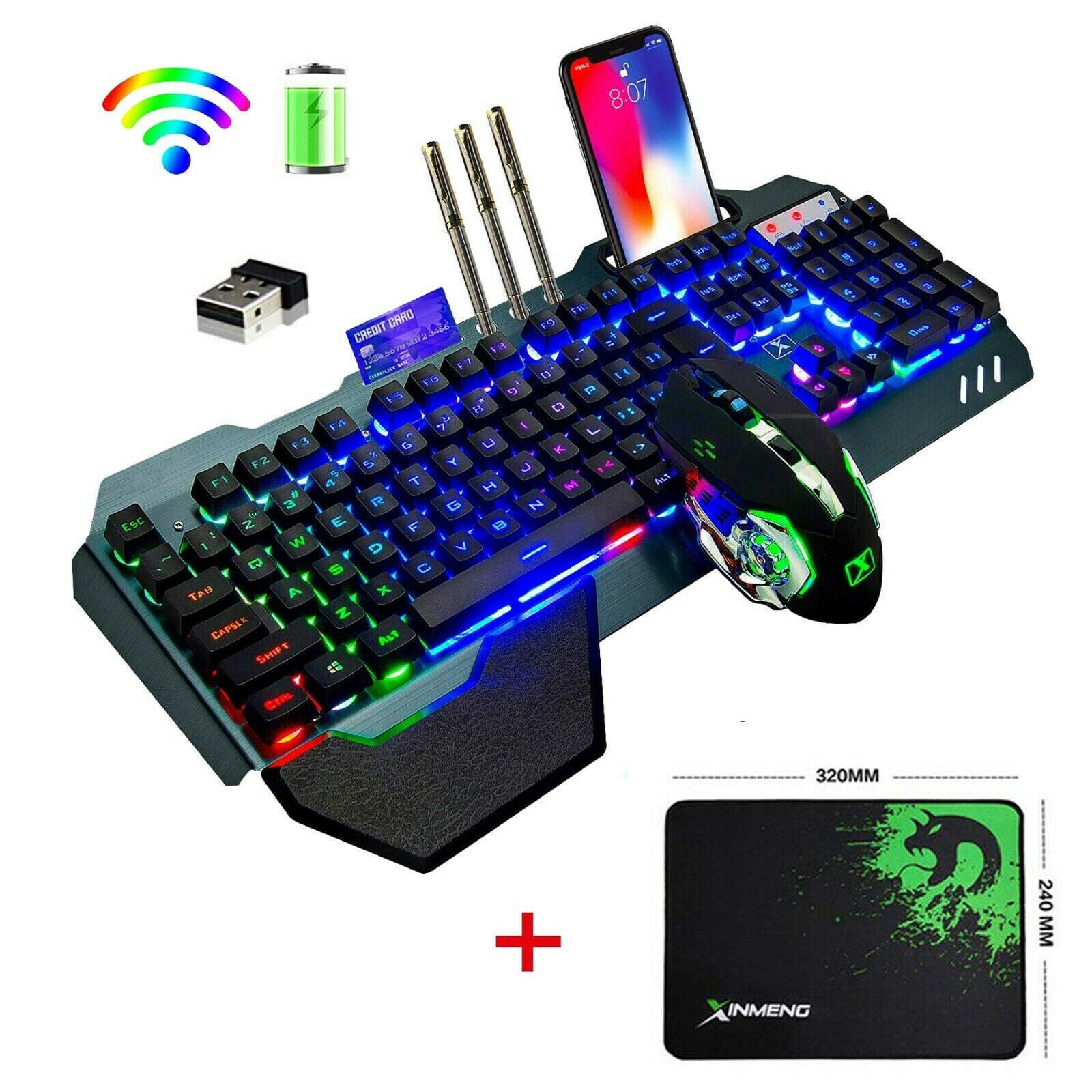 Wireless Gaming Keyboard Mouse Bluetooth Headset Kit with 16 RGB Backlit Rechargeable Battery Metal Mechanical Ergonomic Waterproof Dustproof Removabl Wireless Gaming Bundle - Alloy 75 Wireless Gaming Keyboard