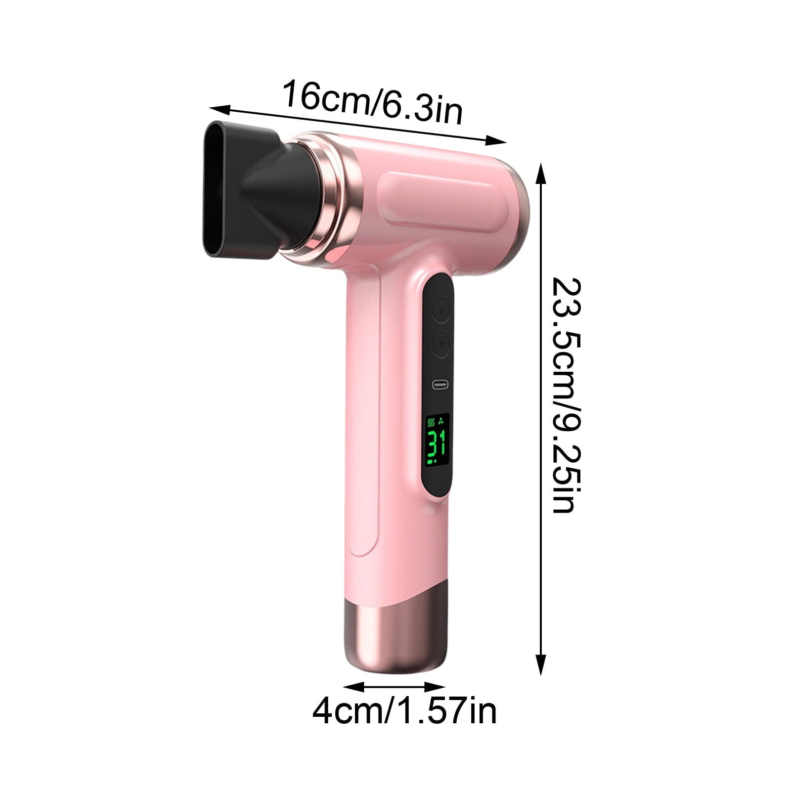 Wireless hair dryer, can be charged via USB, battery-powered cold/heat wind hair dryer, suitable for outdoor travel and camping (pink)