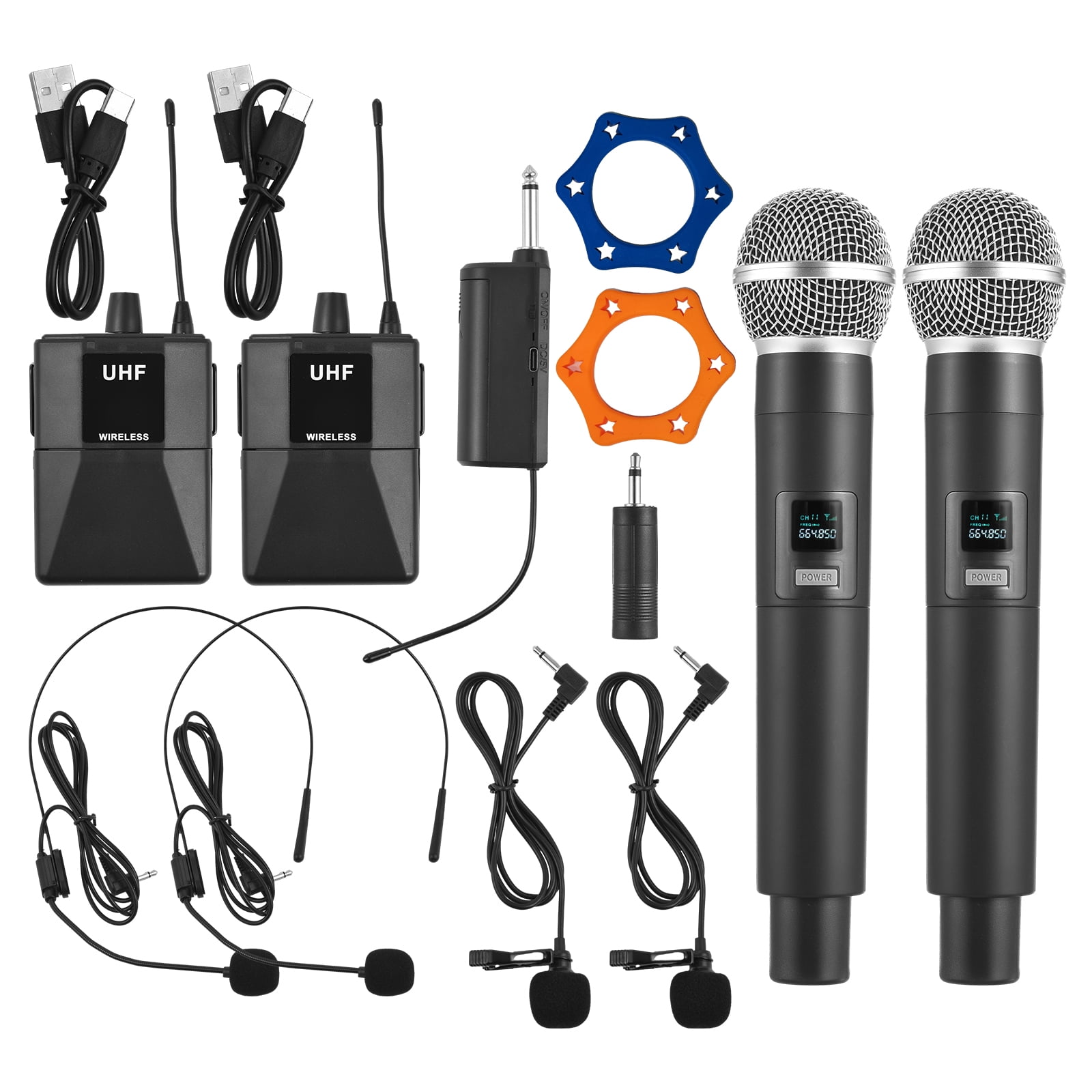 Wireless microphones,With Headworn And Professional Uhf Mic And Lavalier Party Dual With