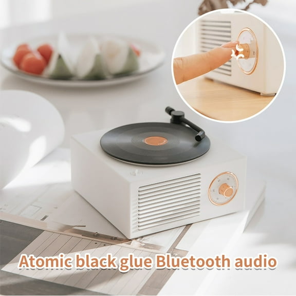 Wireless mini Bluetooth card speaker with vinyl record player appearance
