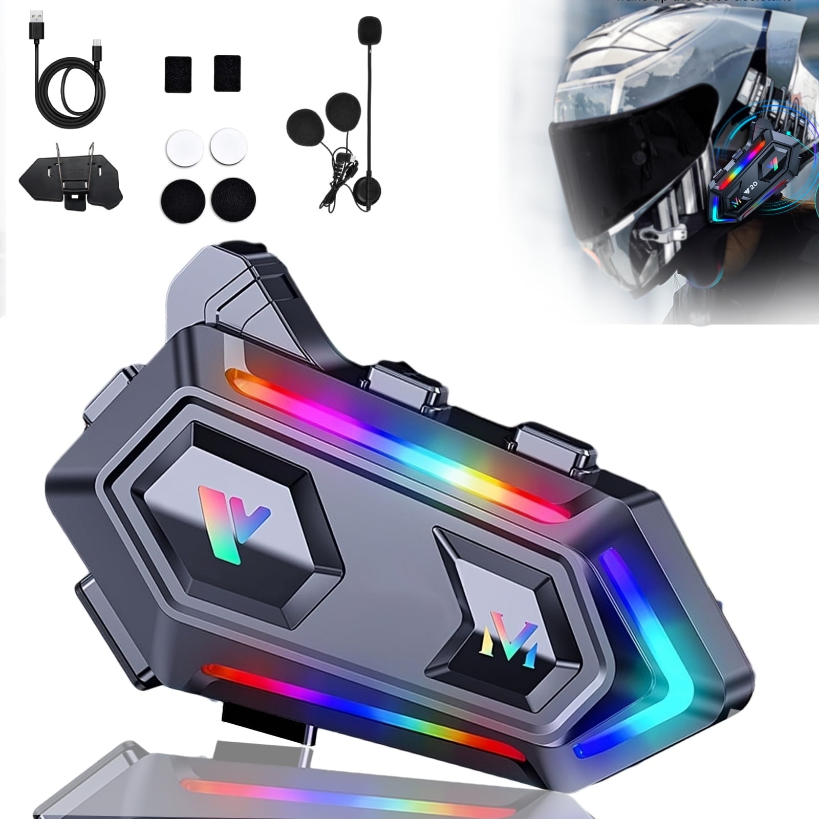 Wireless motorcycle headset with Noise Cancellation intercom Helmet Wireless Headset for ATV/Dirt Bike/Off Road