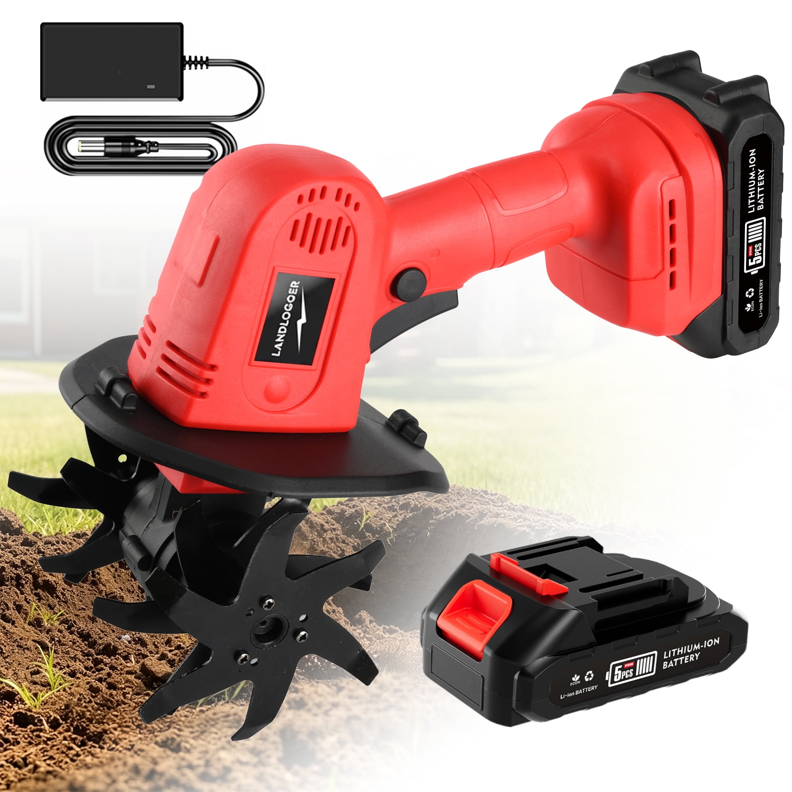 Tiller, electric garden cultivator Red cultivator Battery*1