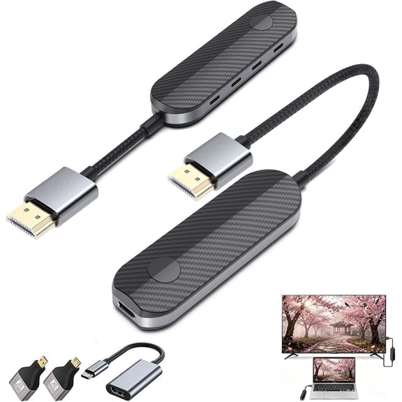 Wireless transmitter and receiver set  one-stop 4 decoding, 108060, 328 feet long range suitable for drones, cameras, to TV/projector  carbon fiber design