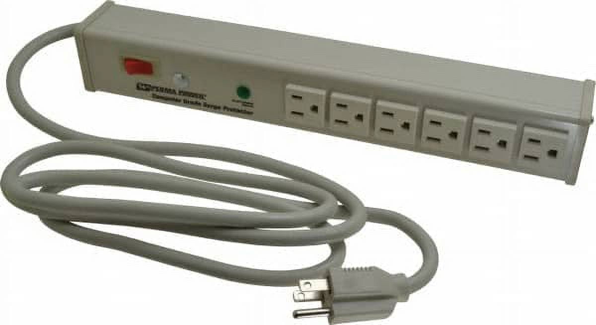 Wiremold 6 Outlets, 120 Volts, 15 Amps, 6' Cord, Power Outlet Strip